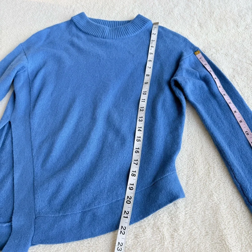 Tibi Cashmere Blue Long Sleeve Asymmetric Crewneck Sweater XS